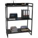 Kit Mesa Cavalete 150 cm com Estante 3 Prateleiras Estilo Industrial Form C01 Preto Onix - Lyam Decor