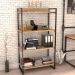 Kit Mesa Cavalete 150 cm com Estante 4 Prateleiras Estilo Industrial Form C01 Carvalho - Lyam Decor