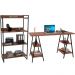 Kit Mesa Cavalete 150 cm com Estante 4 Prateleiras Estilo Industrial Form C01 Nogal - Lyam Decor