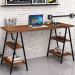 Kit Mesa Cavalete 150 cm com Estante 4 Prateleiras Estilo Industrial Form C01 Nogal - Lyam Decor