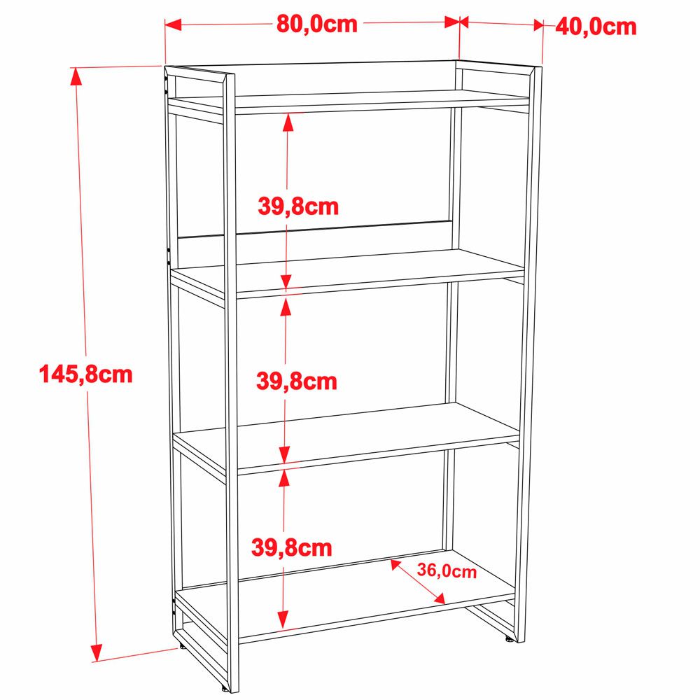 Kit Mesa Cavalete 150 cm com Estante 4 Prateleiras Estilo Industrial Form C01 Nogal - Lyam Decor
