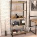 Kit Mesa Cavalete 150 cm com Estante 5 Prateleiras Estilo Industrial Form C01 Carvalho - Lyam Decor