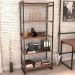 Kit Mesa Cavalete 150 cm com Estante 5 Prateleiras Estilo Industrial Form C01 Nogal - Lyam Decor