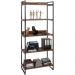 Kit Mesa Cavalete 150 cm com Estante 5 Prateleiras Estilo Industrial Form C01 Nogal - Lyam Decor