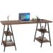 Kit Mesa Cavalete 150 cm com Estante 5 Prateleiras Estilo Industrial Form C01 Nogal - Lyam Decor
