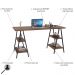 Kit Mesa Cavalete 150 cm com Estante 5 Prateleiras Estilo Industrial Form C01 Nogal - Lyam Decor