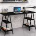 Kit Mesa Cavalete 150 cm com Estante 5 Prateleiras Estilo Industrial Form C01 Preto Onix - Lyam Decor