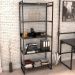Kit Mesa Cavalete 150 cm com Estante 5 Prateleiras Estilo Industrial Form C01 Preto Onix - Lyam Decor