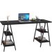 Kit Mesa Cavalete 150 cm com Estante 5 Prateleiras Estilo Industrial Form C01 Preto Onix - Lyam Decor