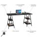 Kit Mesa Cavalete 150 cm com Estante 5 Prateleiras Estilo Industrial Form C01 Preto Onix - Lyam Decor