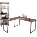 Kit Mesa De Escritório Industrial em L com Estante 5 Prateleiras Form C01 150x150 Nogal - Lyam Decor