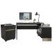 Kit Mesa Em L Para Escritório Home Office Com Gaveteiro Los Angeles P01 Preto Carvalho - Lyam Decor