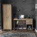 Kit Mesa Escritório Home Office Malta Com Armário Limeira 02 Portas 169cm P01 Castanho - Lyam Decor