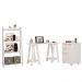 Kit Mesa Escritório Office Estante Cavalete Delta e Gaveteiro Maia 4 Gavetas P01 Branco - Lyam Decor