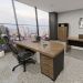 Kit Mesa Para Escritório 4 Gavetas LD 180cm E Armário Atria Executiva A02 Charuto Preto - Lyam Decor