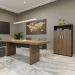 Kit Mesa Para Escritório 4 Gavetas LD 180cm E Armário Atria Executiva A02 Charuto Preto - Lyam Decor