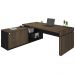 Kit Mesa Para Escritório Em L Tomada 200x183 E Balcão Atria Executiva A02 Charuto Preto - Lyam Decor