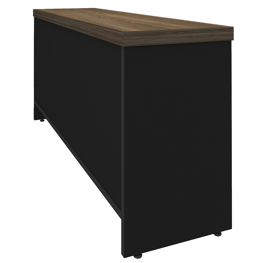 Kit Mesa Para Escritório Em L Tomada 200x183 E Balcão Atria Executiva A02 Charuto Preto - Lyam Decor