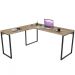 Kit Mesa Para Escritório Industrial em L com 2 Estantes com 5 Prateleiras Form C01 Carvalho - Lyam Decor