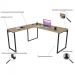 Kit Mesa Para Escritório Industrial em L com 2 Estantes com 5 Prateleiras Form C01 Carvalho - Lyam Decor