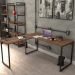 Kit Mesa Para Escritório Industrial em L com 2 Estantes com 5 Prateleiras Form C01 Nogal - Lyam Decor