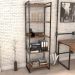 Kit Mesa Para Escritório Industrial em L com 2 Estantes com 5 Prateleiras Form C01 Nogal - Lyam Decor