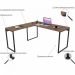 Kit Mesa Para Escritório Industrial em L com 2 Estantes com 5 Prateleiras Form C01 Nogal - Lyam Decor