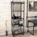 Kit Mesa Para Escritório Industrial em L com 2 Estantes com 5 Prateleiras Form C01 Preto - Lyam Decor