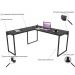 Kit Mesa Para Escritório Industrial em L com 2 Estantes com 5 Prateleiras Form C01 Preto - Lyam Decor