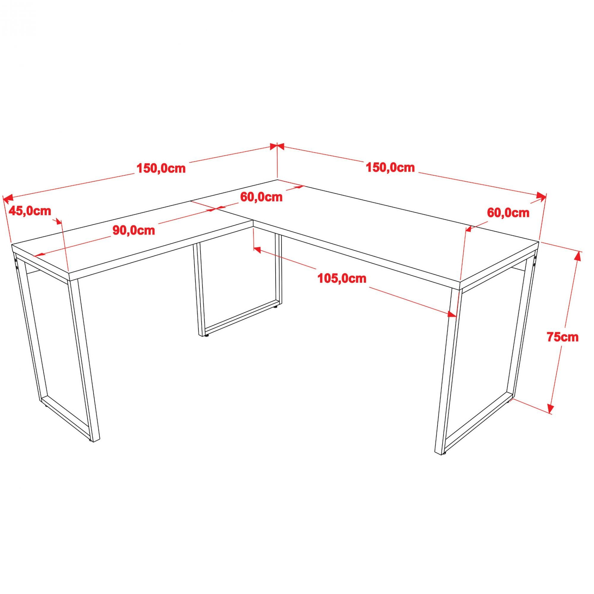 Kit Mesa Para Escritório Industrial em L com 2 Estantes com 5 Prateleiras Form C01 Preto - Lyam Decor