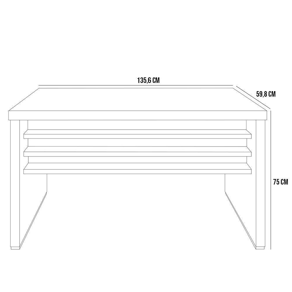 Kit Mesa Para Escritório Office 135cm E 2 Gaveteiros Atria Executiva A02 Charuto Preto - Lyam Decor