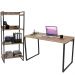 Kit Mesa Para Escritório com Estante 4 Prateleiras Industrial Form C01 120 cm Carvalho - Lyam Decor