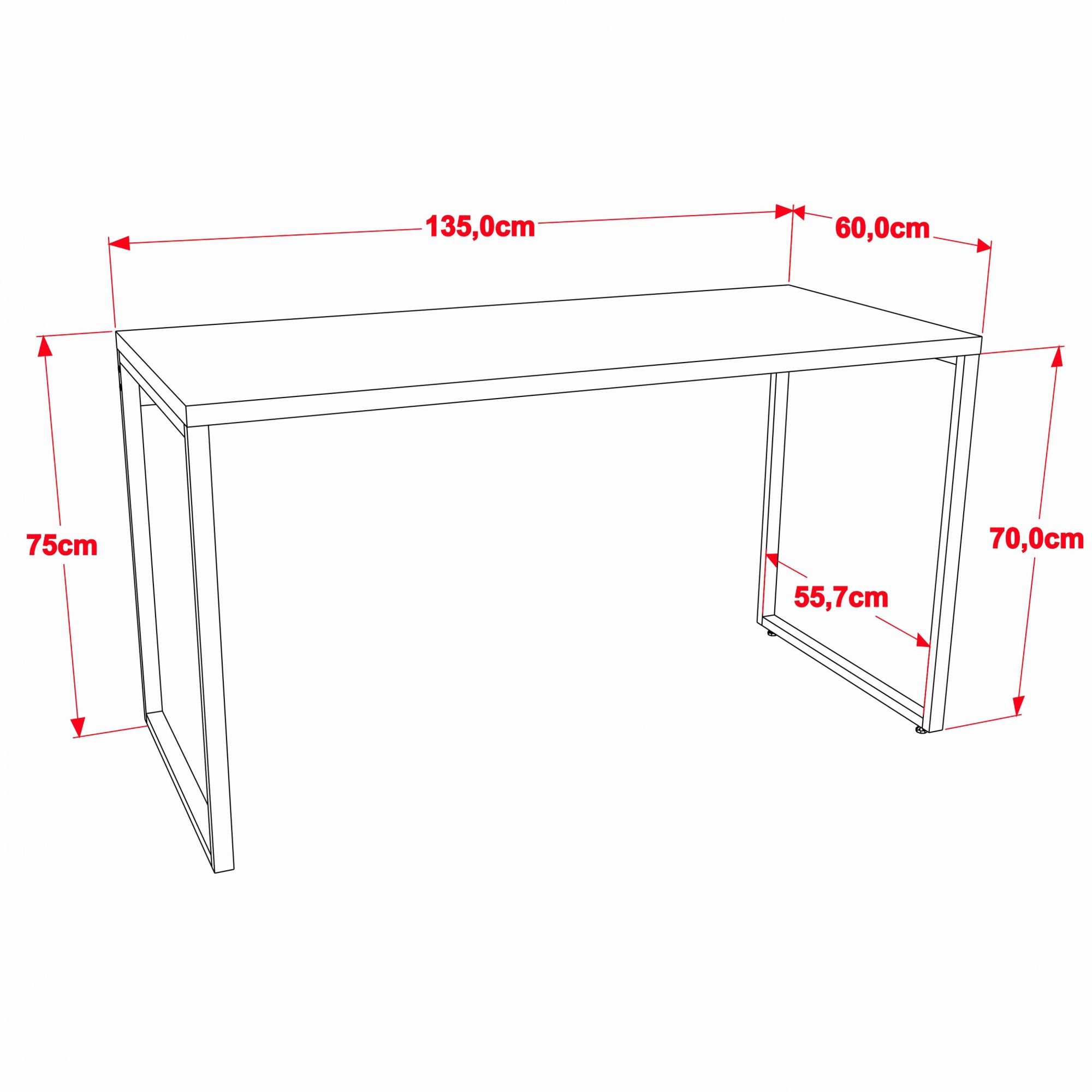 Kit Mesa Para Escritório com Estante 4 Prateleiras Industrial Form C01 135 cm Nogal - Lyam Decor