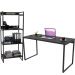 Kit Mesa Para Escritório com Estante 4 Prateleiras Industrial Form C01 135 cm Preto Onix - Lyam Decor