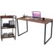Kit Mesa Para Escritório com Estante Office Estilo Industrial Form C01 120 cm Nogal - Lyam Decor