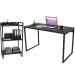 Kit Mesa Para Escritório com Estante Office Estilo Industrial Form C01 120 cm Preto Onix - Lyam Decor