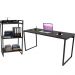 Kit Mesa Para Escritório com Estante Office Estilo Industrial Form C01 150 cm Preto Onix - Lyam Decor