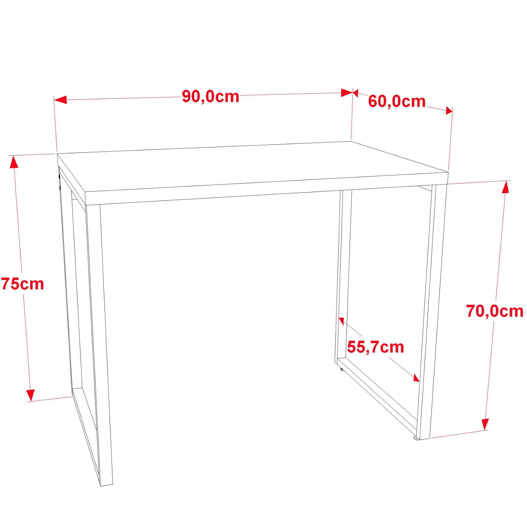 Kit Mesa Para Escritório com Estante Office Estilo Industrial Form C01 90 cm Carvalho - Lyam Decor