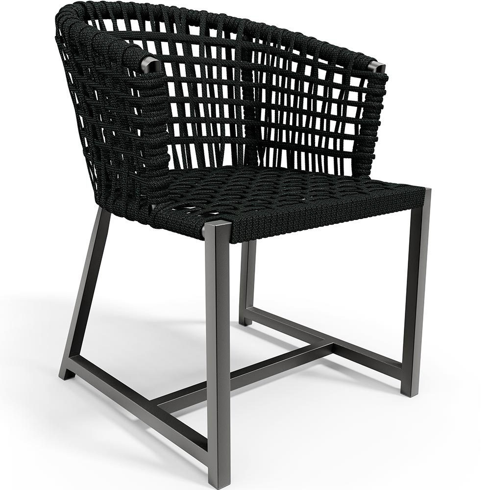 Kit Mesa Wine Com 4 Cadeira Área Externa Espaço Gourmet Corda Náutica Belize D04 Preto - Lyam Decor
