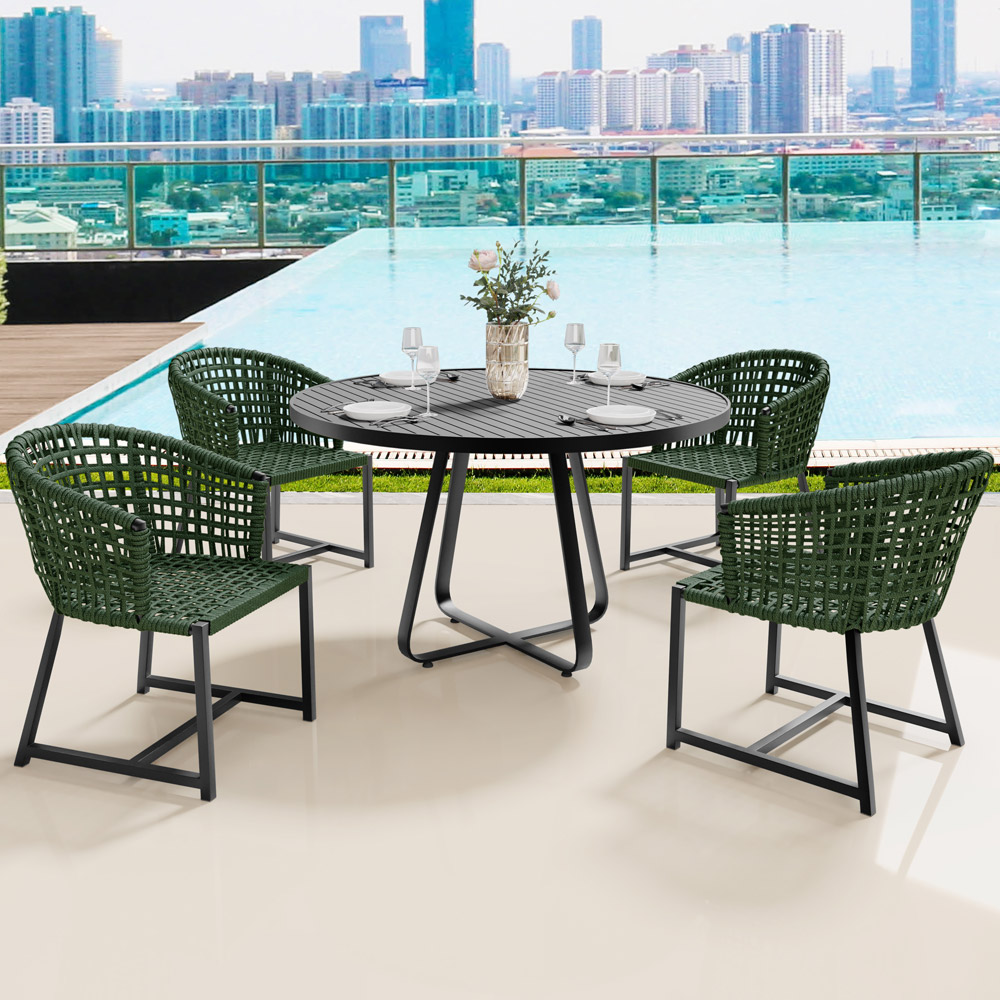 Kit Mesa Wine Com 4 Cadeira Área Externa Espaço Gourmet Corda Náutica Belize D04 Verde - Lyam Decor