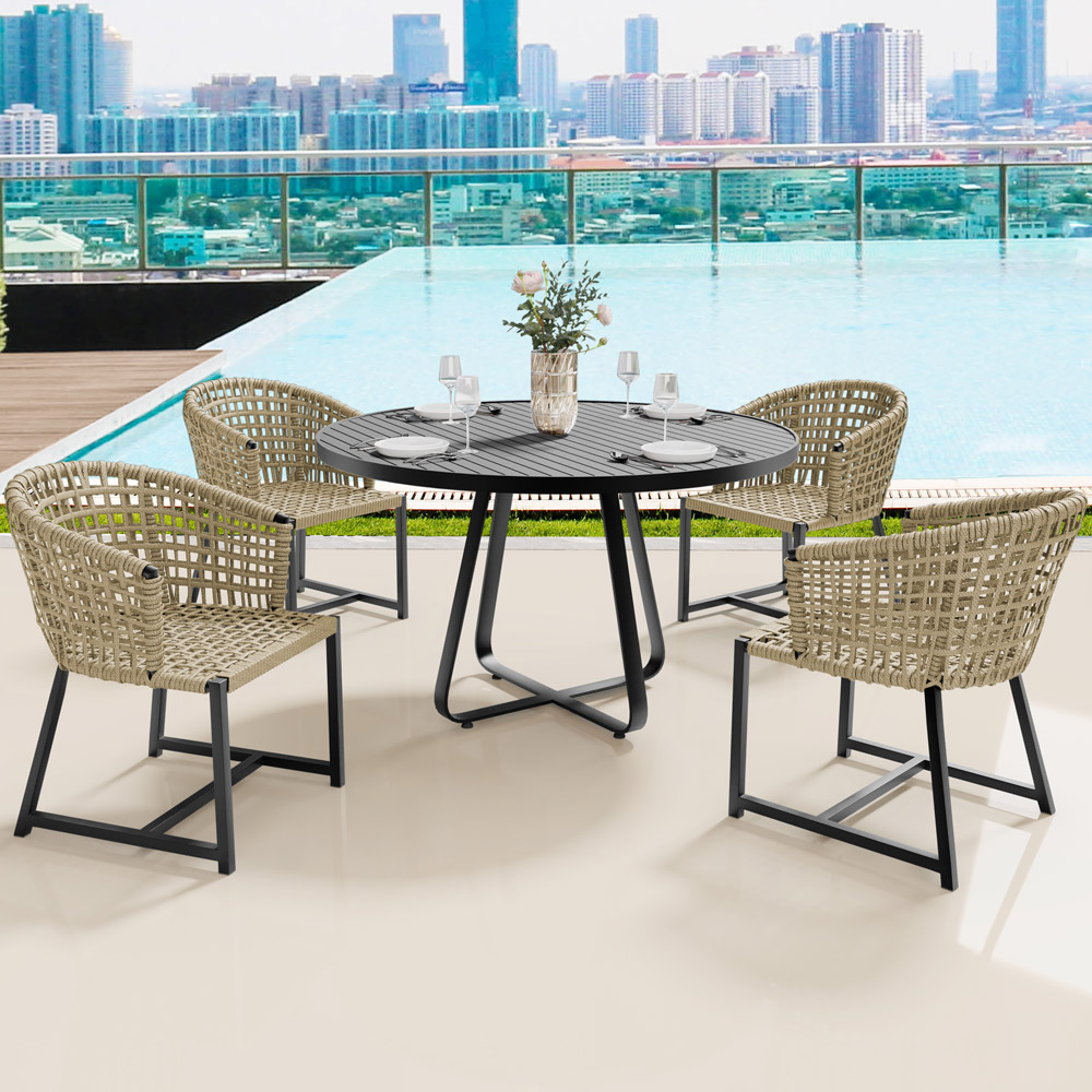 Kit Mesa Wine Com 4 Cadeiras Área Externa Espaço Gourmet Corda Náutica Belize D04 Bege - Lyam Decor