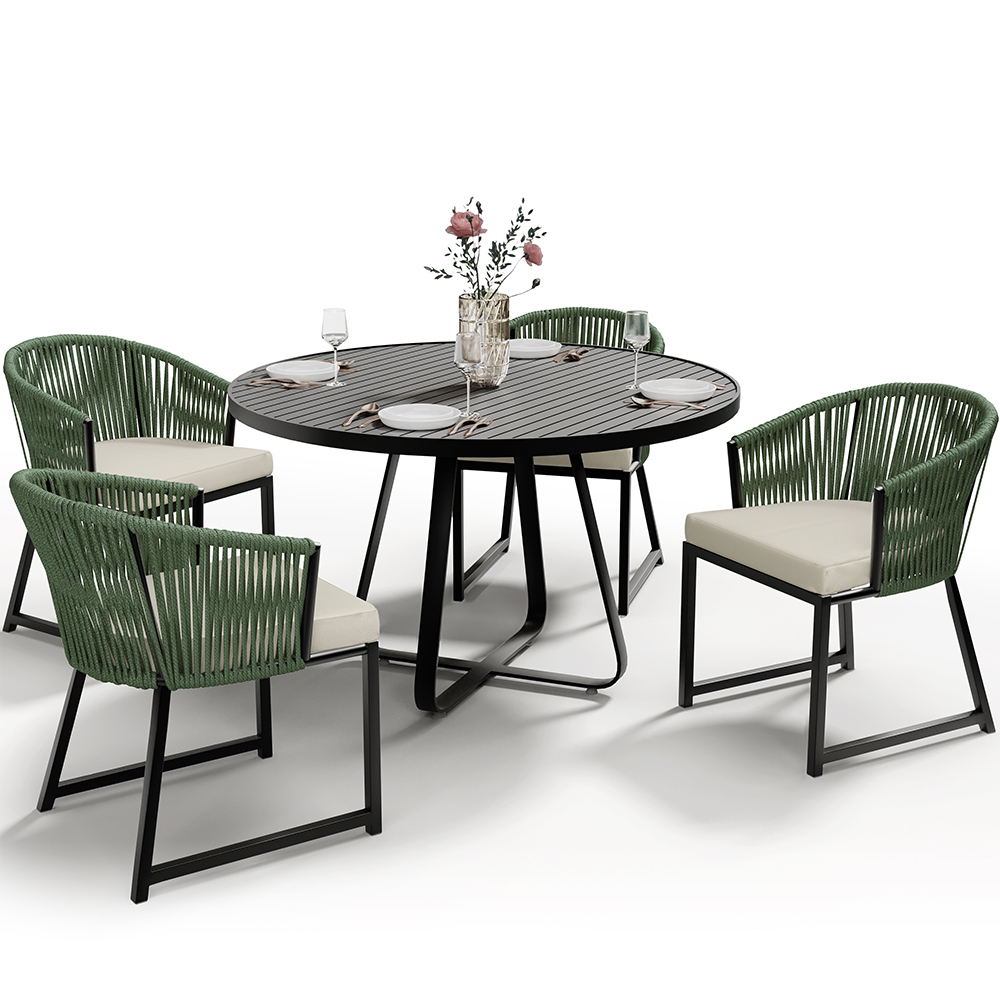 Kit Mesa Wine E 4 Cadeiras Área Externa Espaço Gourmet Corda Náutica Bethari D04 Verde - Lyam Decor