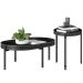 Kit Mesa de Centro Decorativa Para Sala de Estar Com Mesa de Canto Nord L05 Preto - Lyam Decor