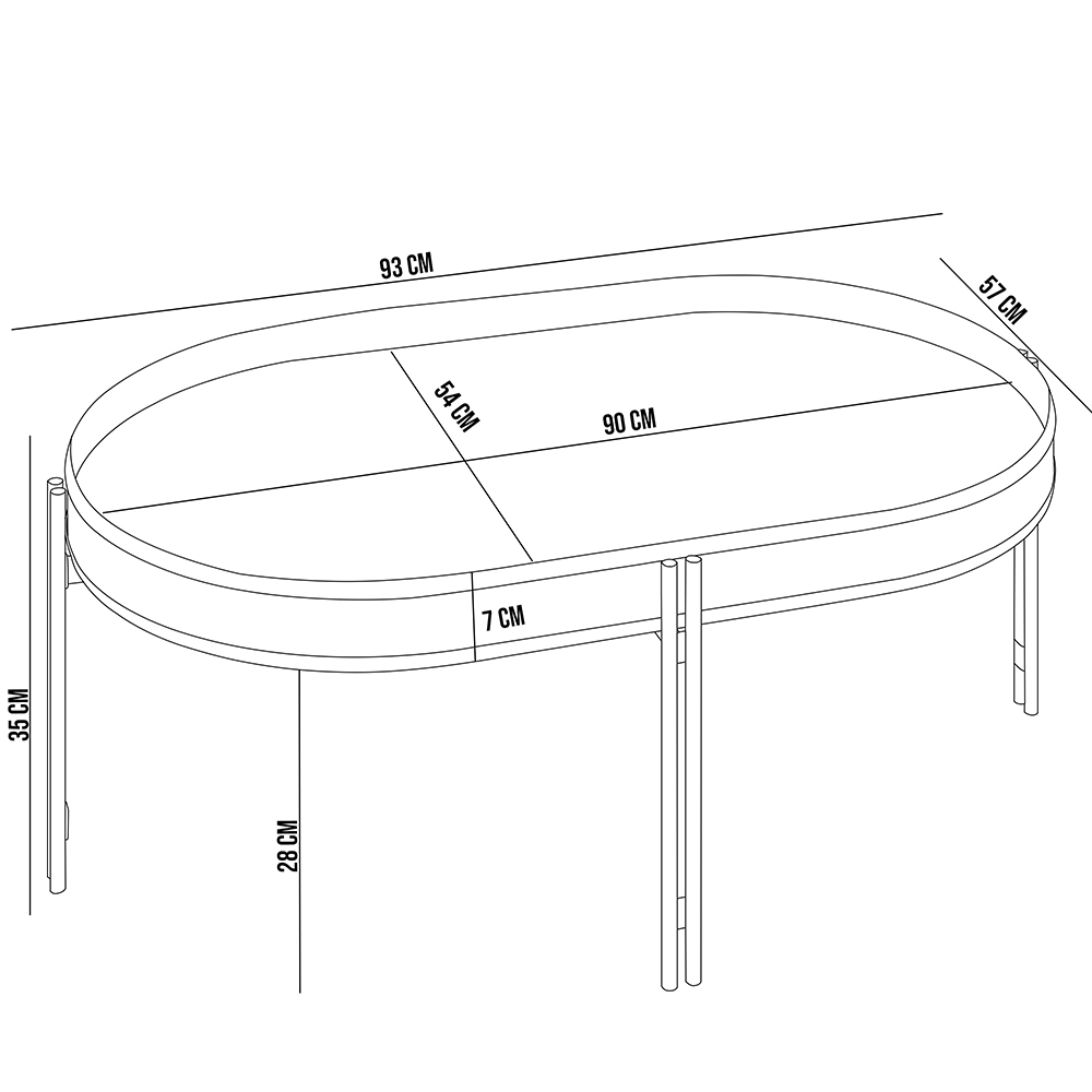 Kit Mesa de Centro Decorativa Para Sala de Estar Com Mesa de Canto Nord L05 Preto - Lyam Decor