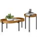Kit Mesa de Centro Para Sala de Estar Com Mesa de Canto Caramelo Nord L05 Nature Preto - Lyam Decor