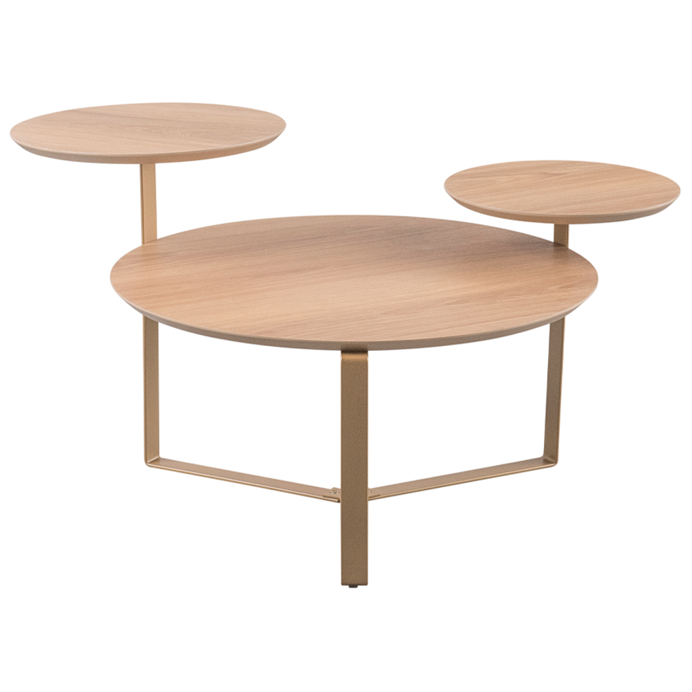 Kit Mesa de Centro e Mesa Lateral Para Sala Pés Metálicos Dari A03 Hanover Dourado - Lyam Decor