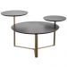 Kit Mesa de Centro e Mesa Lateral Para Sala Pés Metálicos Dari A03 Nero Dourado - Lyam Decor