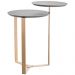 Kit Mesa de Centro e Mesa Lateral Para Sala Pés Metálicos Dari A03 Nero Dourado - Lyam Decor