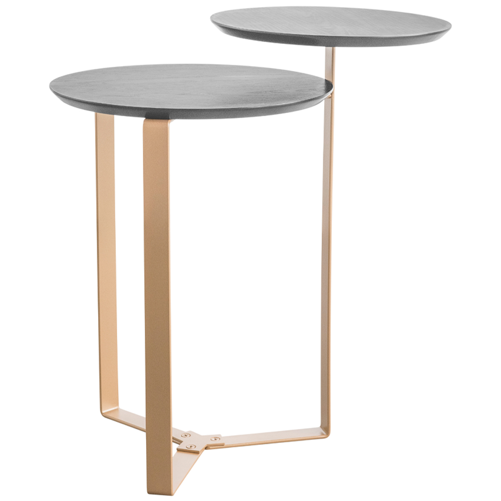 Kit Mesa de Centro e Mesa Lateral Para Sala Pés Metálicos Dari A03 Nero Dourado - Lyam Decor