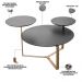 Kit Mesa de Centro e Mesa Lateral Para Sala Pés Metálicos Dari A03 Nero Dourado - Lyam Decor